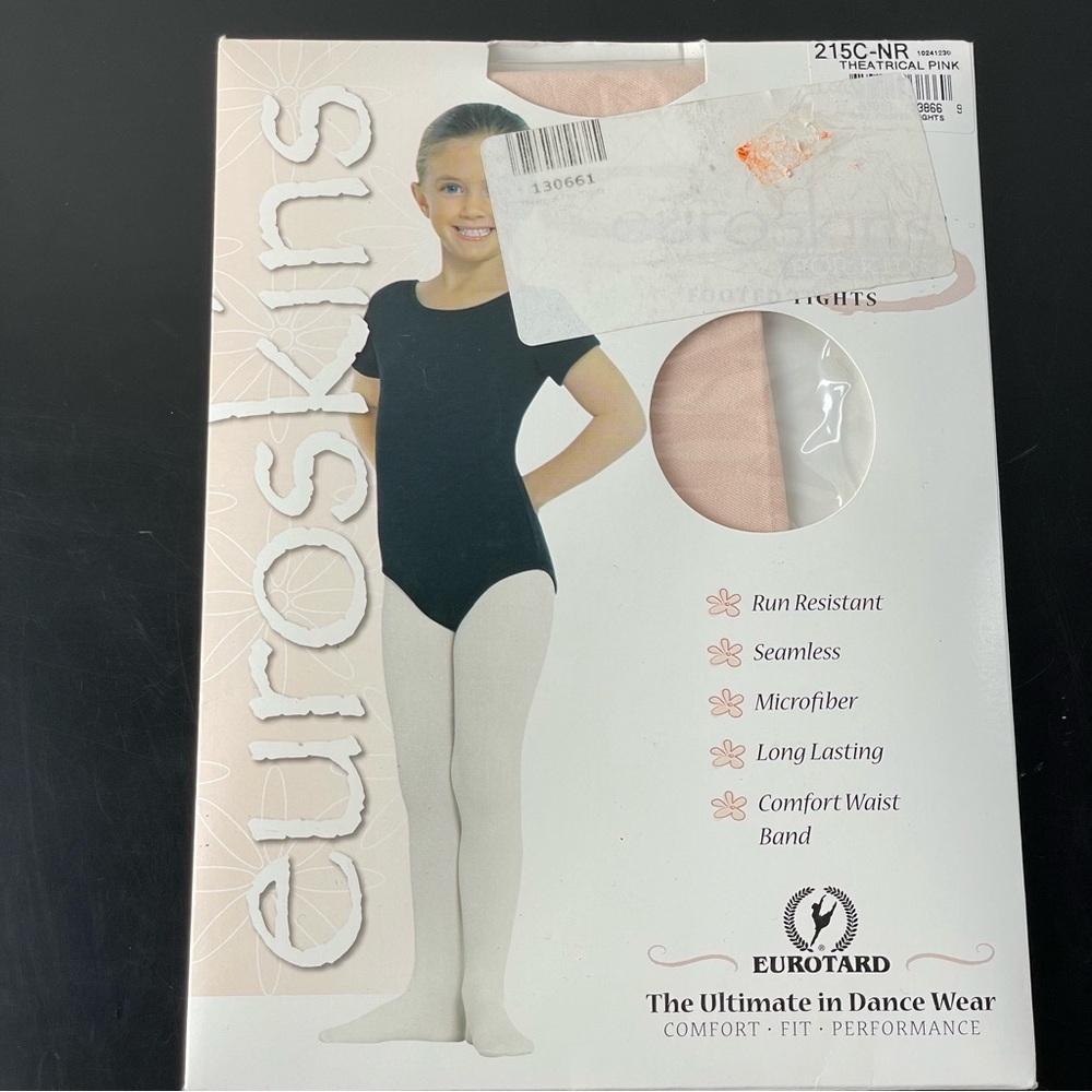 Euroskins Chirdrens Theatrical Pink Dance Footed Tights 215C-NR sz‎ L-XL